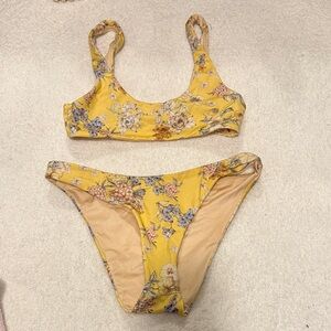 LA Hearts Floral Yellow Bikini Set